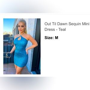 Never worn Fashion Nova teal sequin mini dress